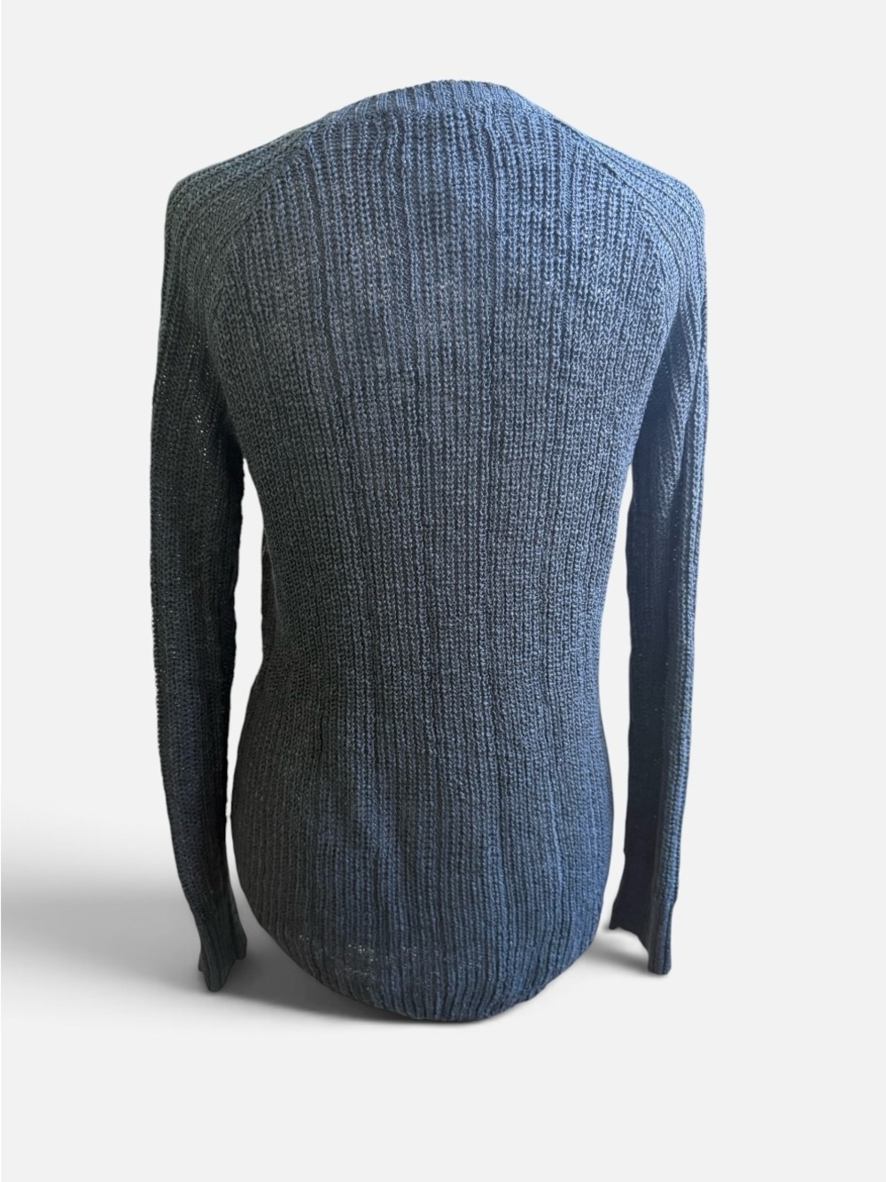 NET Pink Republic Forest Shade Blue Ribbed Cable Knit Sweater Size Medium - Picture 2 of 9